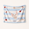 bz-custom-cat-photo-blanket-apple-stripe Custom Cat Photo Blanket with Name