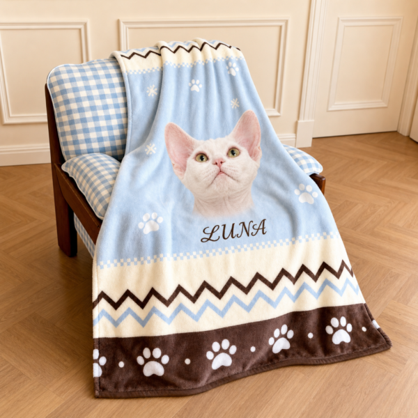 bz-custom-cat-photo-blanket-main Custom Cat Photo Blanket with Name