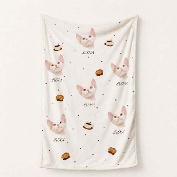 bz-custom-cat-photo-blanket-minimal-dots Custom Cat Photo Blanket with Name