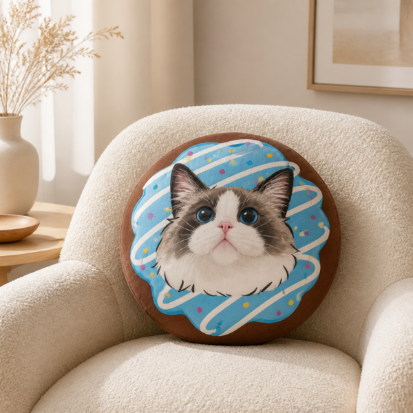 Custom Donut Pet Portrait Pillow