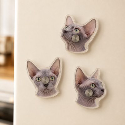 Custom Rotating Cat Photo Fridge Magnet
