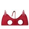 Red mesh cat grooming restraint hammock, front view