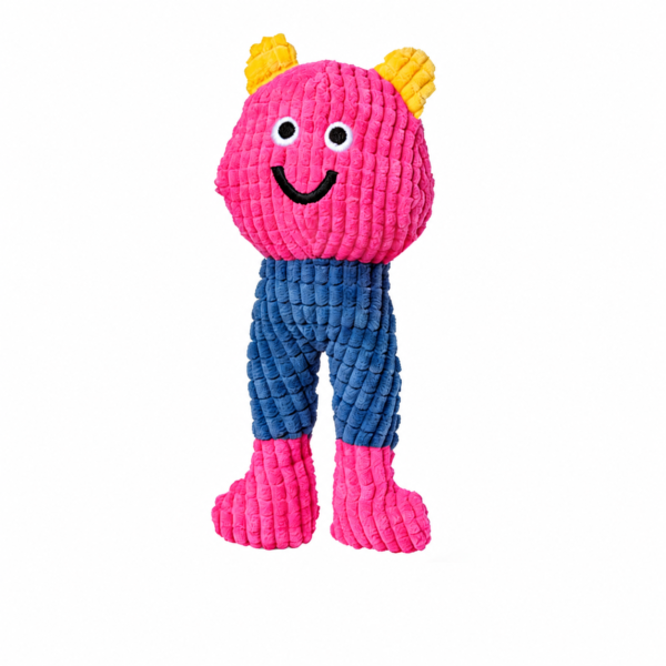 Pink and blue long-leg plush character cat toy on a white background Plush Character Cat Toy – Waffle & Long-Leg Styles
