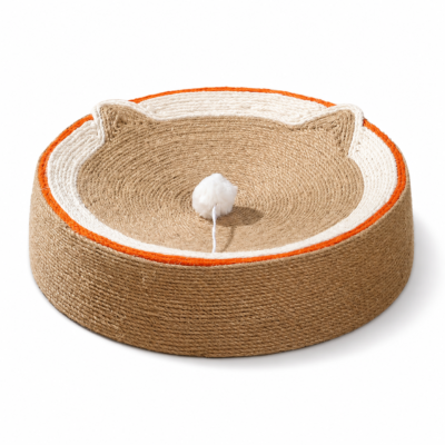 Round Sisal Cat Scratcher Bed with Play Ball – 40 cm
