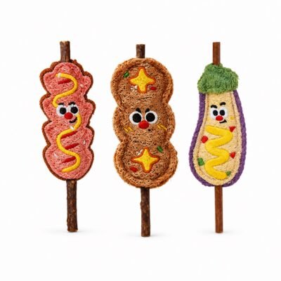 loofah-skewer-cat-toys-group Loofah Skewer Cat Toy Trio