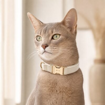 Personalized velvet cat collar in lifestyle