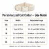 Personalized velvet cat collar in size guide